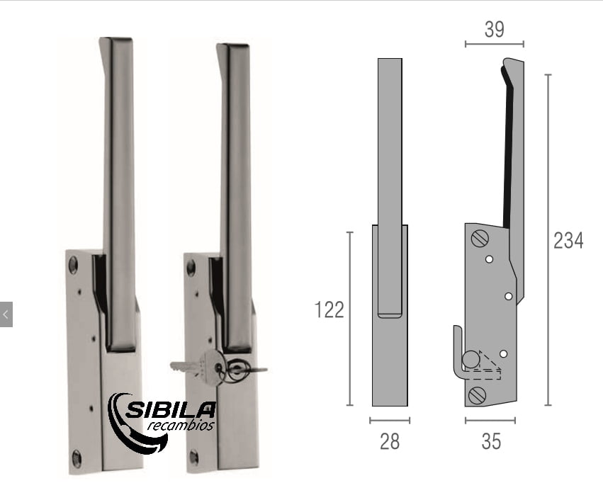 maneta cierre G780 INOX nariz tipo C