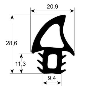 Burlete Puerta Horno 30x22mm (1 metro)