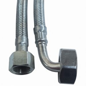 Manguera Flexible Inox 1.5m Acodada 3/8x3/4