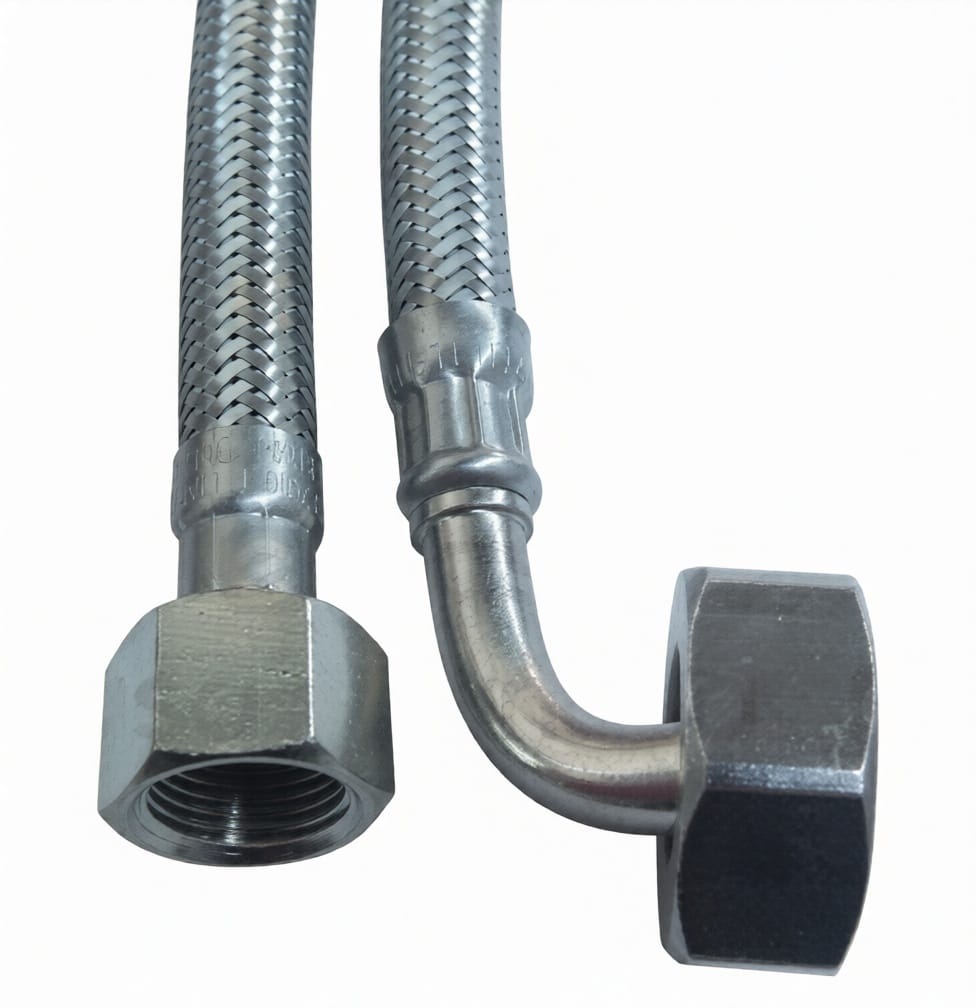 Manguera Flexible Inox 1.5m Acodada 3/8x3/4