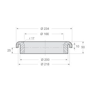 Junta Picamarro Silicona Ø232x17mm Roja