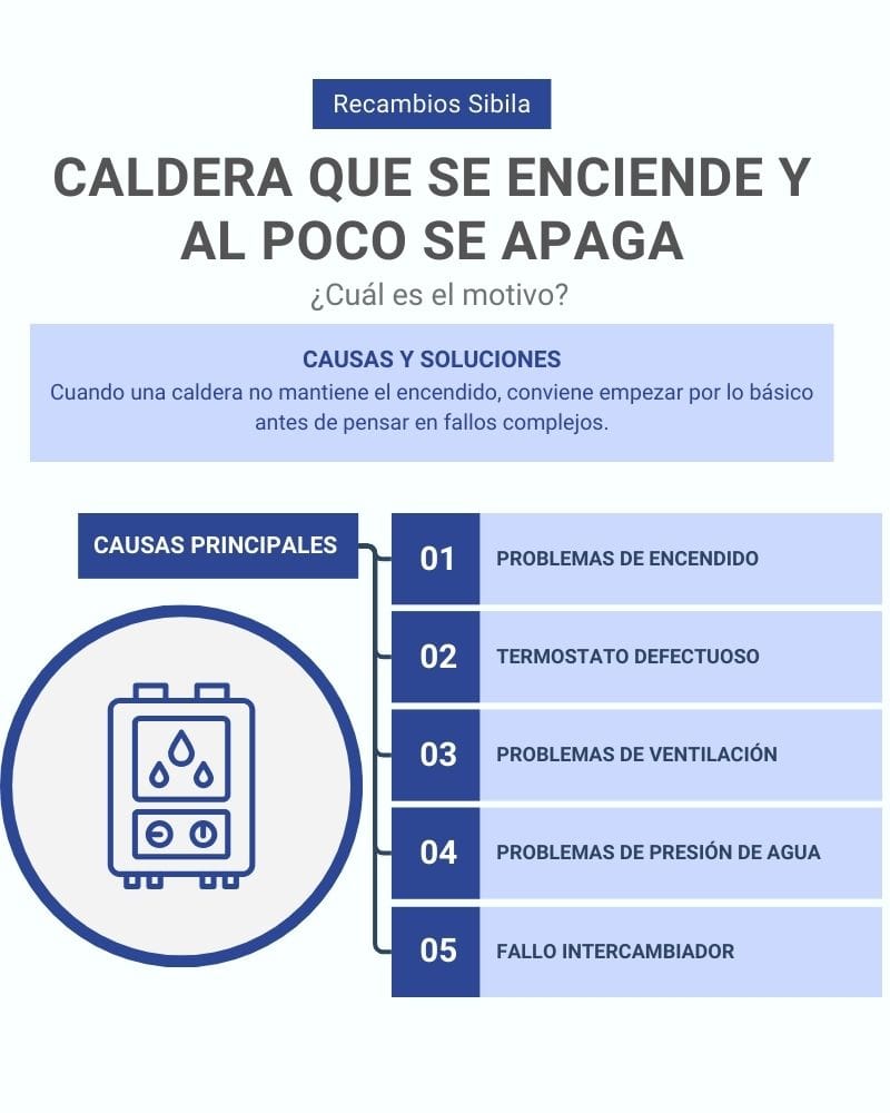 Infografía caldera se enciende y luego se apaga